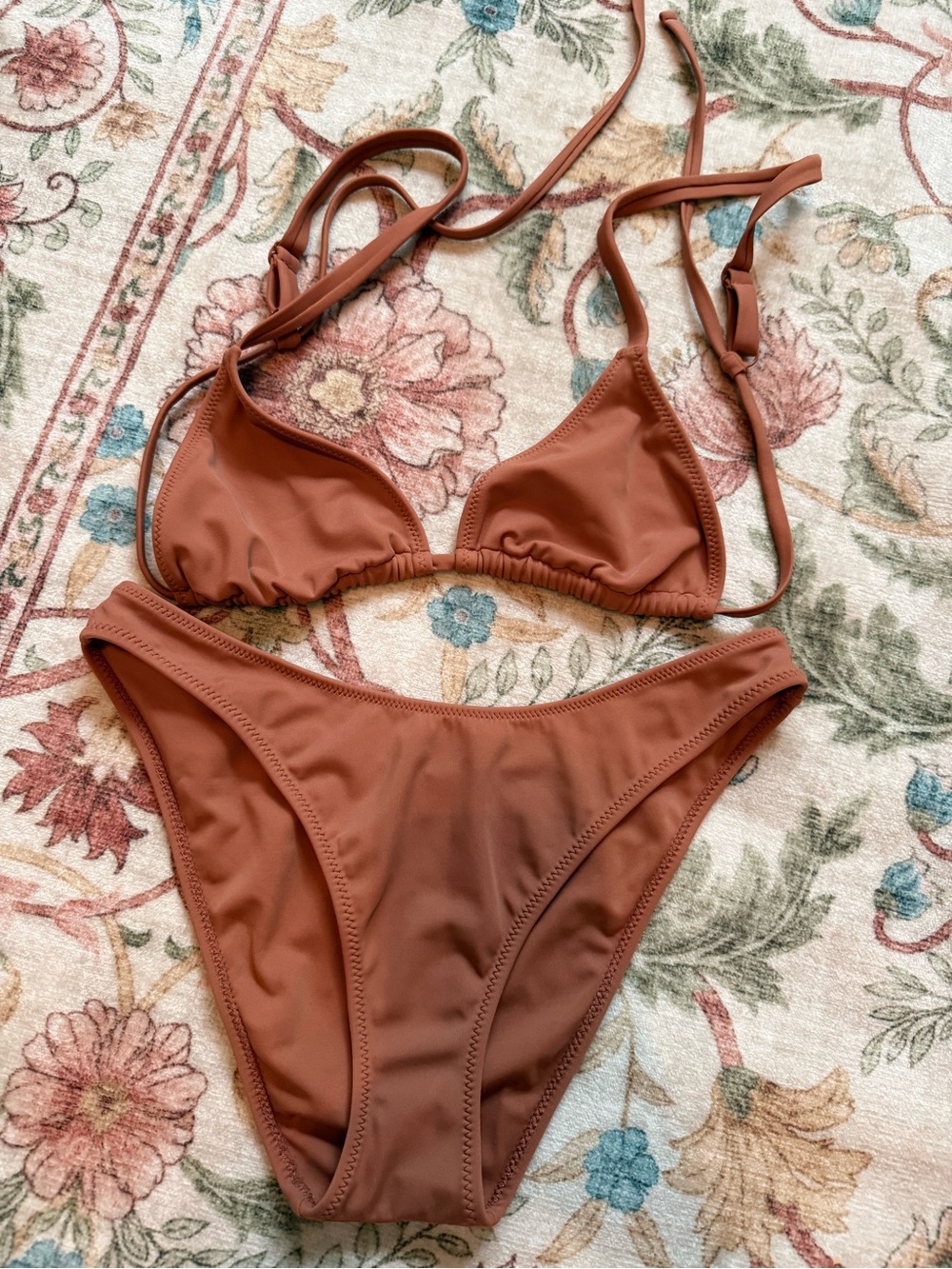 La Hearts Rust Brown Triangle Bikini Set